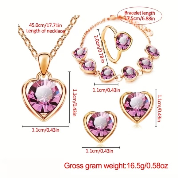 NWT 6-Piece Heart-Shaped Watch & Jewelry Accessory Set – Pink - Picture 4 of 10